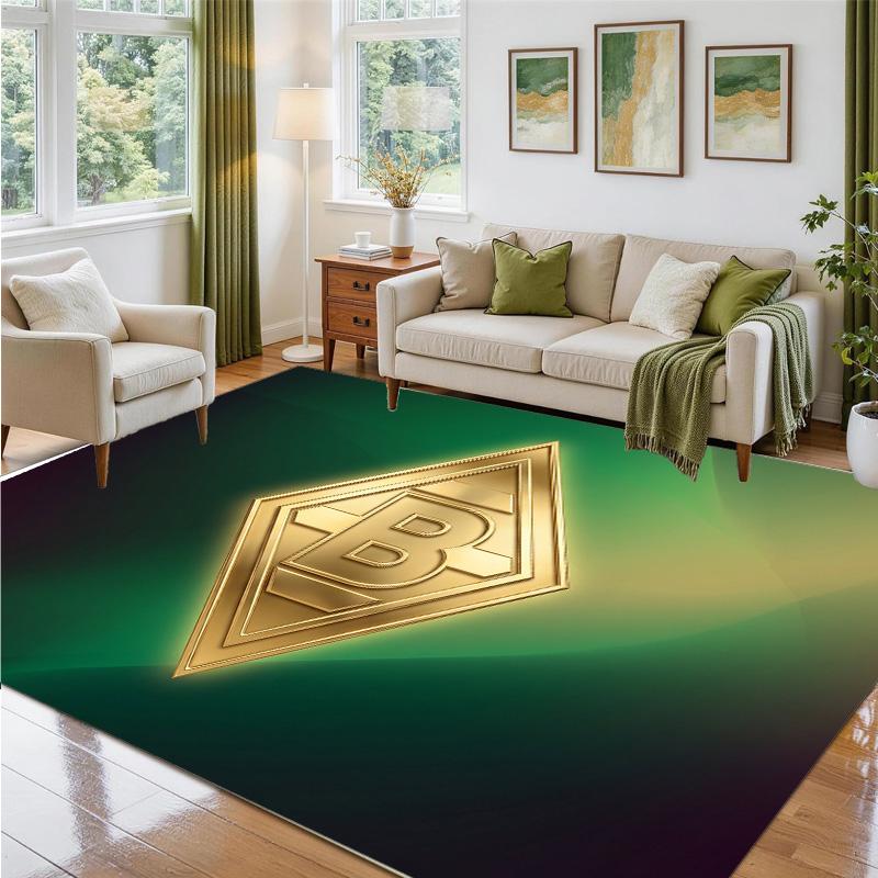 Borussia Mönchengladbach Design Crystal Velvet Rug Soft Decorative Mat for Bedroom Entrance