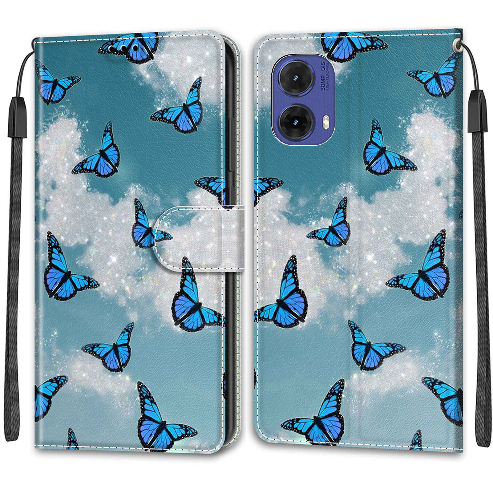 

Розкішний розписний шкіряний чохол-гаманець із штучною шкірою для Motorola Moto G85/G75/G55/G35/G24 Power/G15/G05/G84/G54 Power/G34/G24/Edge 40/G14 Moto G85 5G