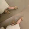 Mode SUOJIALUN 2025 Neue Marke Damen Ballerinas Mode Runde Zehenpartie Flach Schlupfschuhe Damen Elegant Bootsschuhe Weicher Flacher Absatz Ballerina S