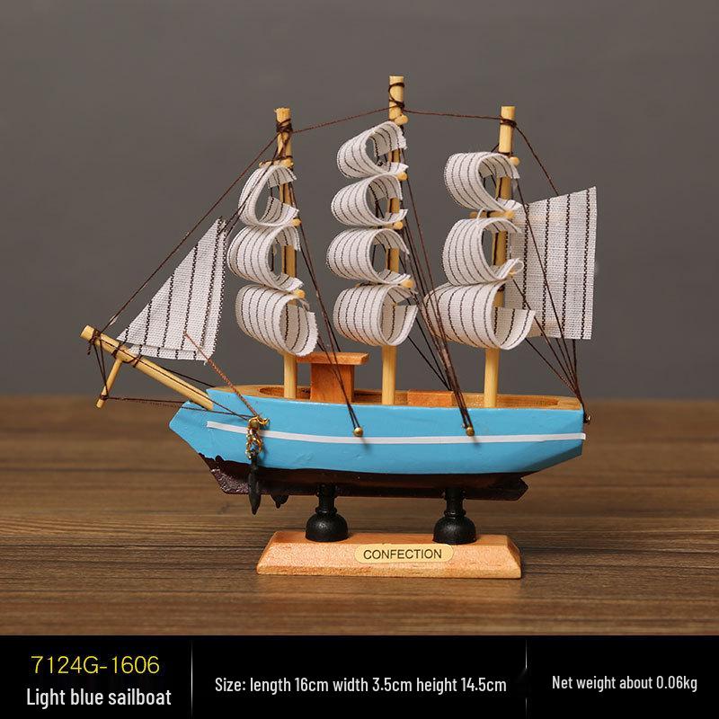 Wooden Pirate Ship Model: Small Boat Ornament for Office or Room Decoration