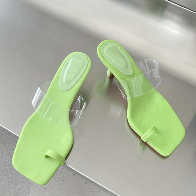 Liyke Fashion Green Women Beach Flip Flops Slipper Thin Low Heels Gladiator Sandals Summer Narrow Band Transparent Shoes Slides