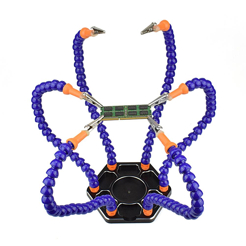 Bench Vise Table Clamp Soldering Station with 6-2 Flexible Arms Soldering Aluminum Alloy Holder PCB Welding Repair Hand Tools