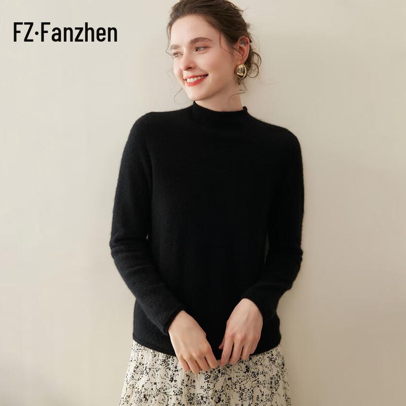 Fanzhen Women's 100% Cashmere Half-High Neck Sweater