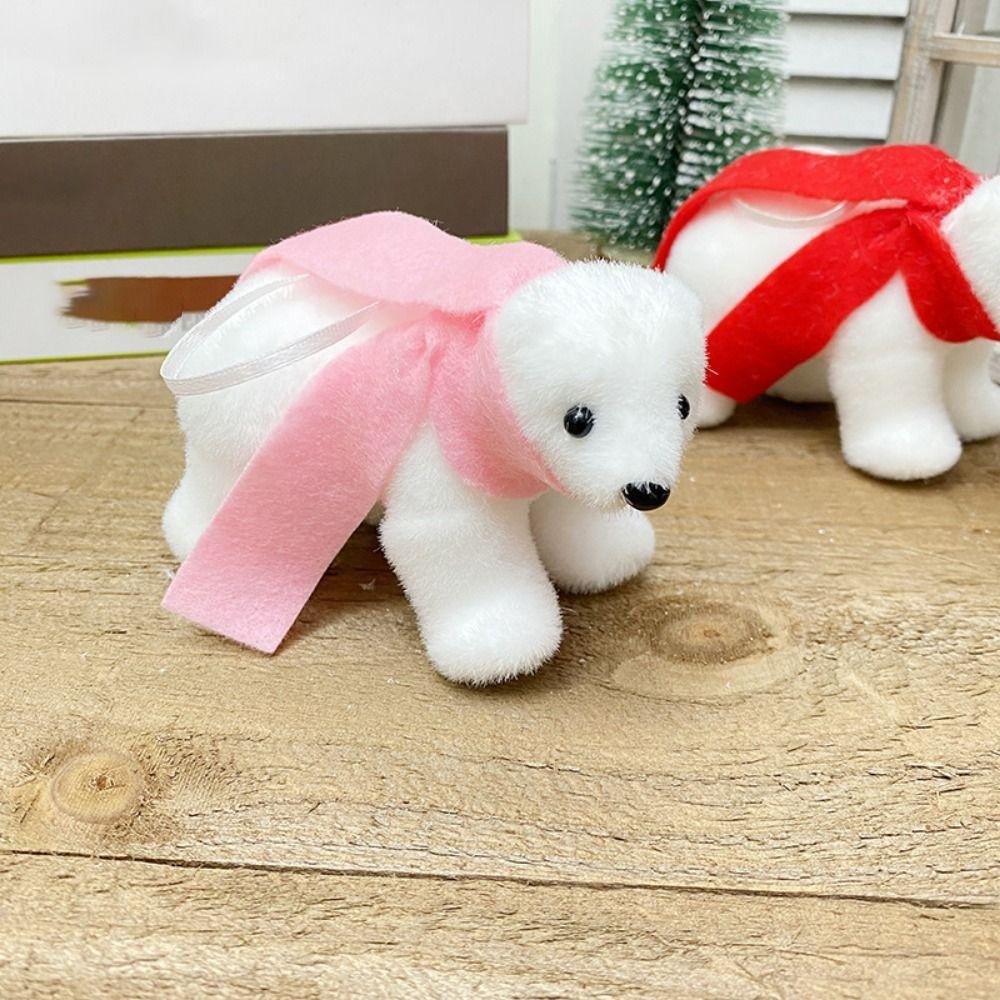 2Pcs Cute Christmas Bear Pendant Animal Simulated Polar Bear White Bear Ornaments Outdoor
