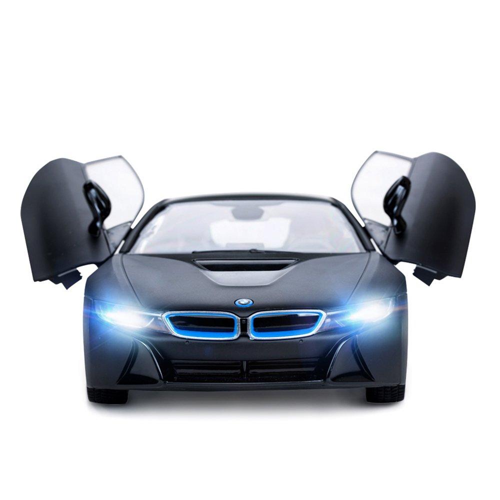 RASTAR BMW RC Car, 114 Scale BMW i8 RC Model Car, for Kids, Automatically Opens and Closes Left and Right Doors with Controller, Black Metallic Paint