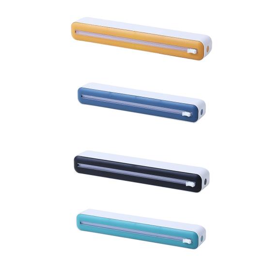 Magnetic Plastic Wrap Cutter Wall-Mounted Slide Cutting Box for Foil Cling Film Built-In Dual Blades Space-Saving Safe Kitchen Organizer