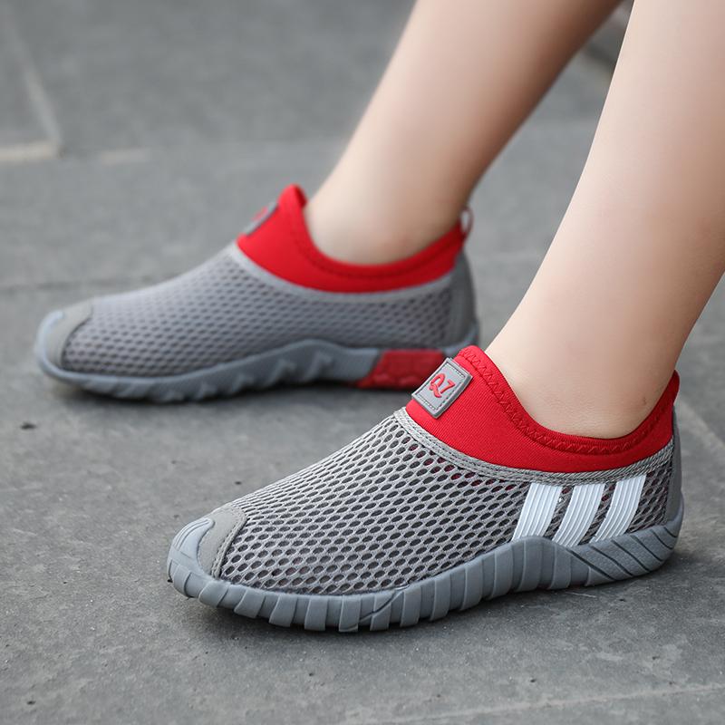 

Модная детская обувь с дышащей сеткой, уличные кроссовки для детей от 3 до 15 лет, летняя пляжная обувь для мальчиков и девочек, легкая забродная обувь 33 серый