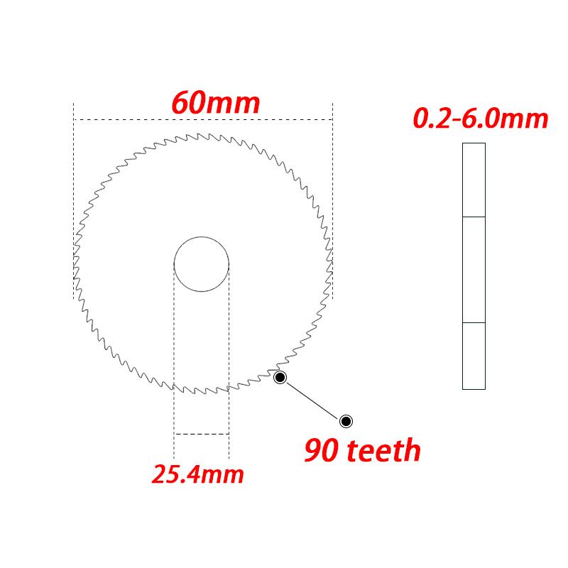 

60x16мм Фрезерні пилки з ЧПУ з оправкою для фрези. 60 Фрезерна фреза з вольфрамової сталі 60 мм Суцільний пильний диск TCT Різання нержавіючої сталі 0.6mm 90 Teeth
