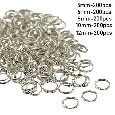 200 Uds 5 6 7 8 10 12mm anillo doble de Metal anillo de salto dividido anillo de salto dividido plateado