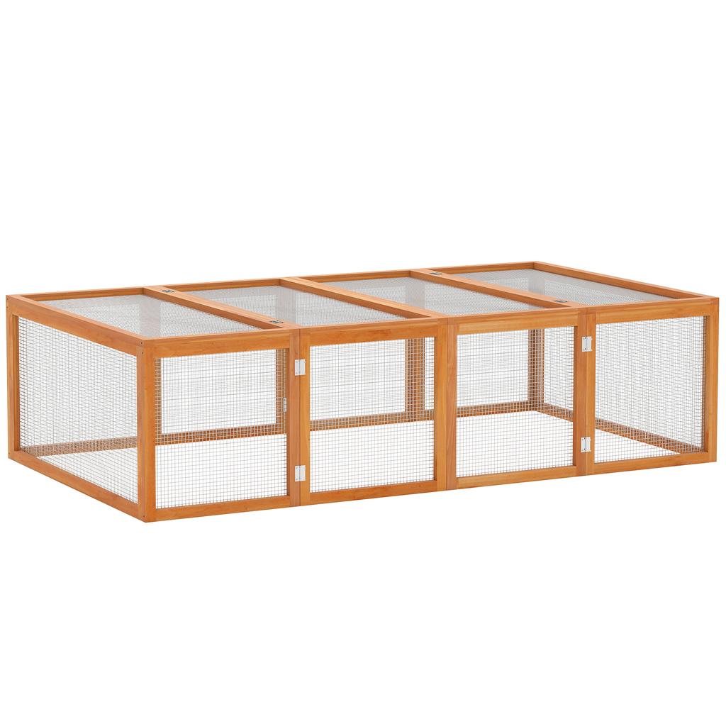 Wooden Rabbit Hutch Cage 6ft with Wire Mesh, Openable Roof, Play Space for Outdoor, Natural Wood Finish