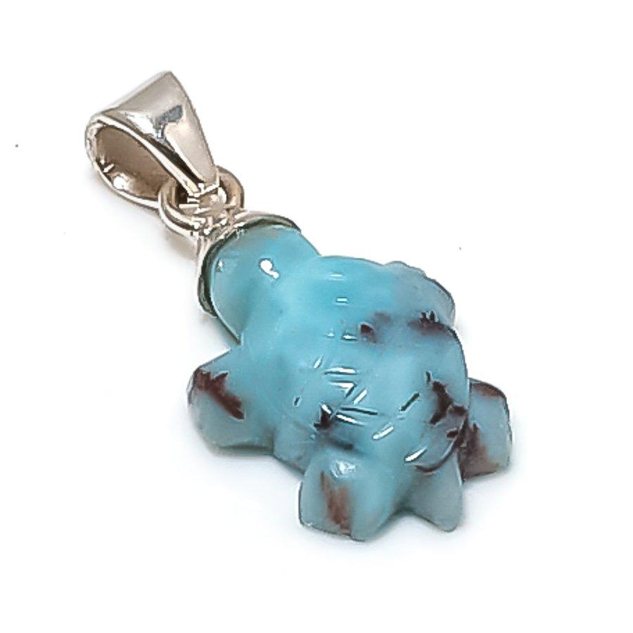 

Natural Larimar Gemstone Handmade 925 Sterling Silver Jewelry Pendant 1.10 H7o11
