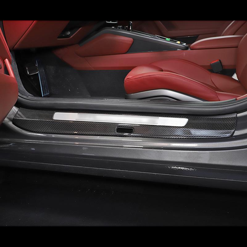 For Porsche 911 992 2019-2026 Real Carbon Fiber Outer Door Sill Dedicated Welcome Pedal Cover Scuff Plate Interior Accessories