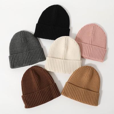 Winter Women's Knitted Hat Black Thickened Warm Hat Fashionable Versatile Knitted Wool Hat Autumn and Winter New Style