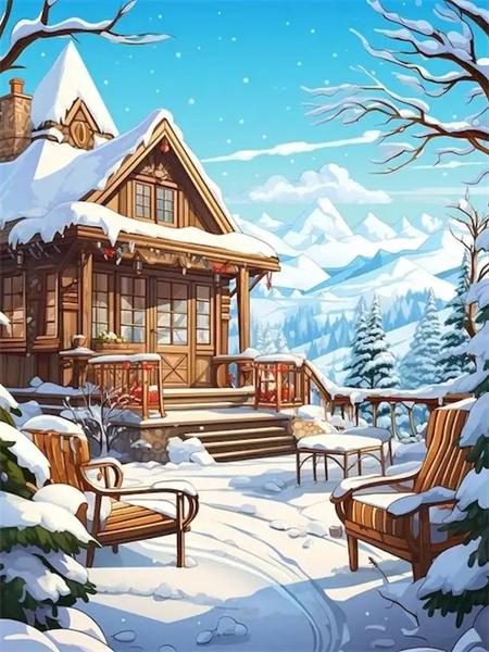 

Наборы для алмазной живописи Снежный дом Вышивка Мозаика Зимний пейзаж Полный квадрат Круглый Декор для дома Full Round 20x30CM