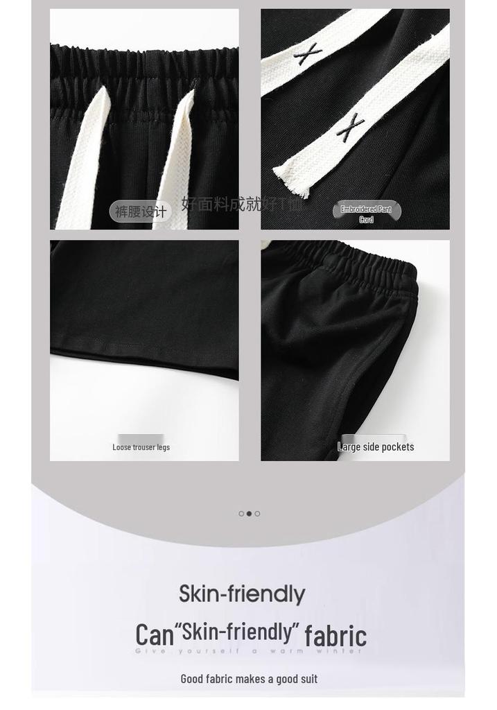 Men's Plus Size Casual Sports Set - Hong Kong Style, Summer, Loose, Round Neck, Short Sleeve, Five-Point Pants.