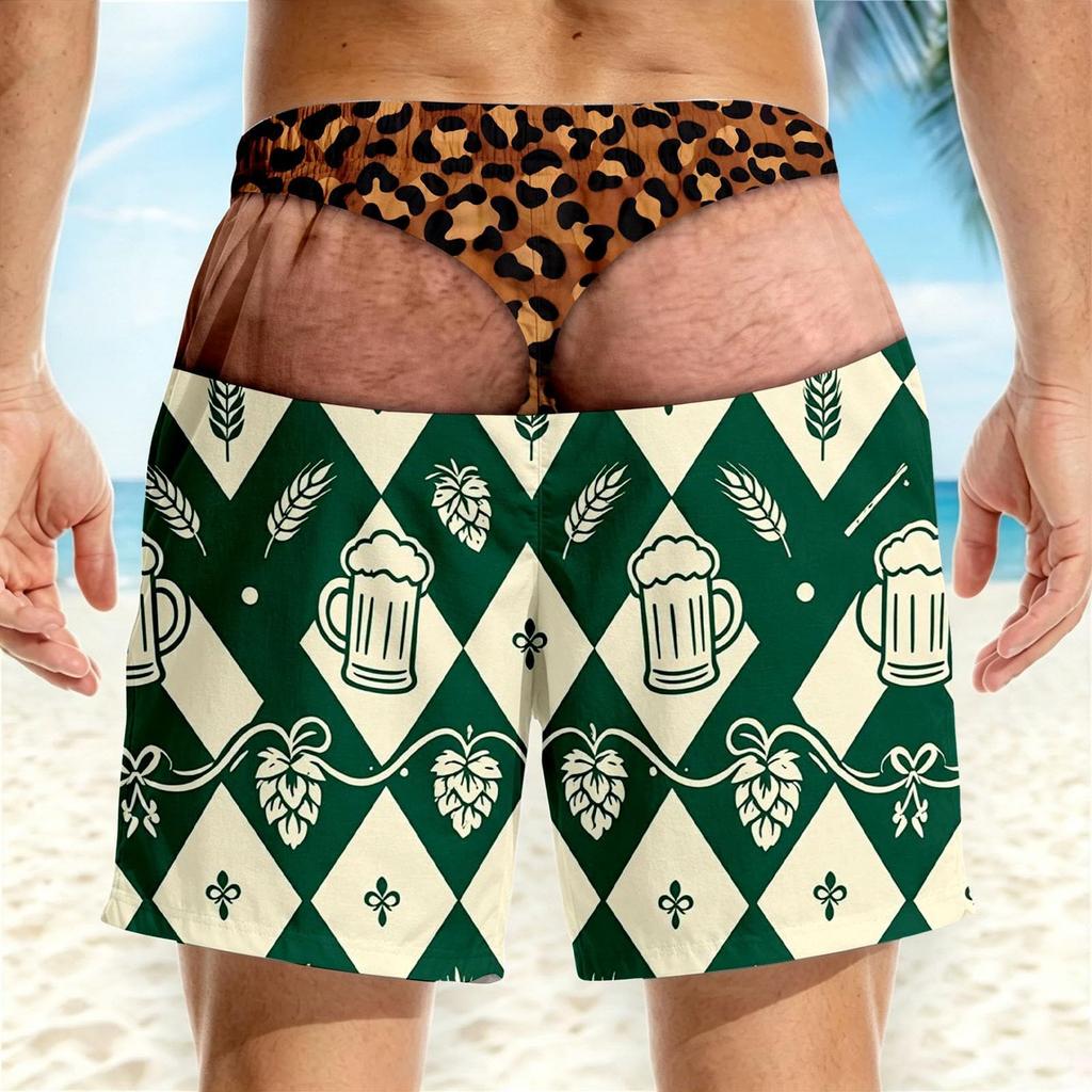 Men's Funny Novelty Casual Beach Shorts for Summer Vacation and Outdoor Activities