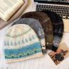 Thicken Winter Pullover Hat Ethnic Style Beanies Hat Casual Fair Isle Style Knitted Hat  Outdoor