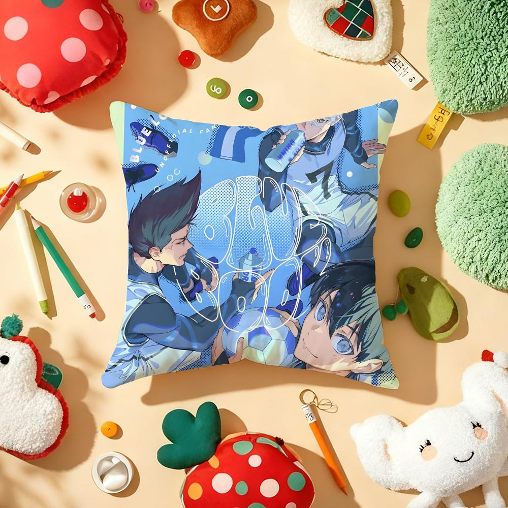 Anime BBLUE LLOCK Cushion Cover Plush Fabric Soft DoubleSided Printed Sofa Warm Winter Home Gift Pillow Cover