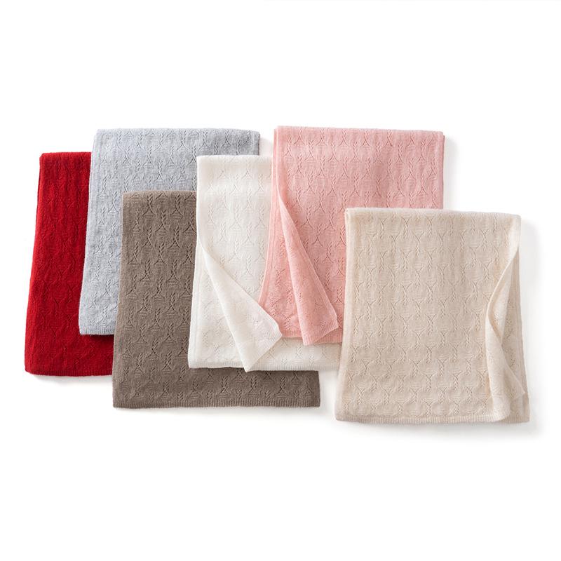 Women's 100% Pure Cashmere Scarf: Versatile, Warm, and Simple Solid Color for Autumn/Winter Neck Protection.