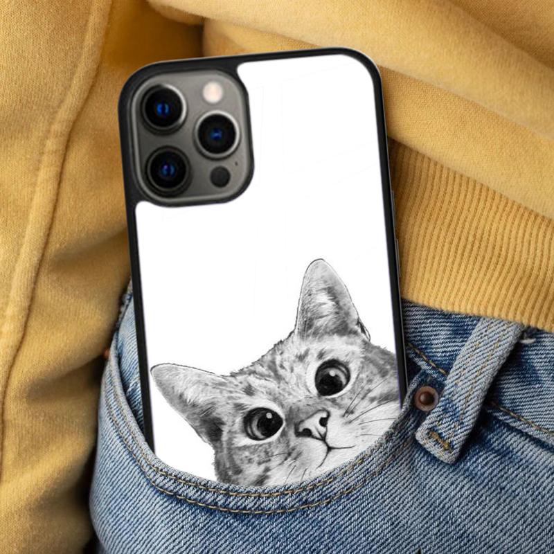 Funny Sneaky Cat Soft Phone Case for iPhone 17 Air 16e Pro max 15 Pro 13 14 Plus 11 12 MagSafe Magnetic Coque