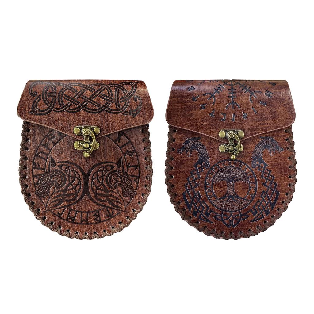 Leather Medieval Belt Pouch, Purse Handmade Style for Game Costume Halloween Knight