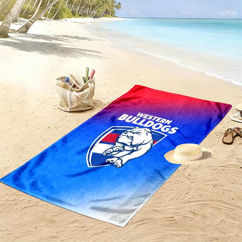 Western Bulldogs Print Beach Towel, Large Soft Quick Dry Towel for Beach Camping Swimming