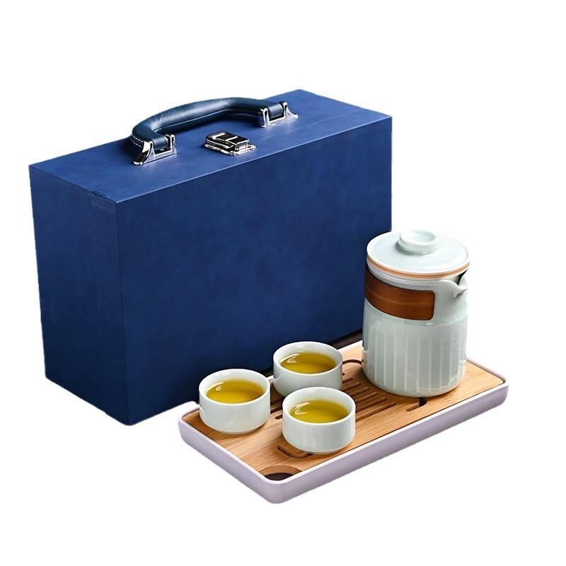 Zhuijia Ge Kiln Crackle Glaze Portable Tea Set