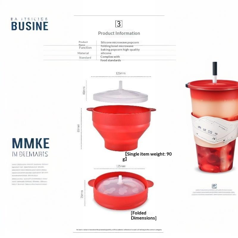 Collapsible Silicone Microwave Popcorn Maker Non-Toxic Popper Bowl with Lid for Family Weekend Movie Time