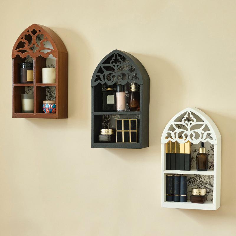 1PC Wooden Multi-Tier Wall Shelf Living Room Decorative Wall Rack Study With Intricate Carved Design Bedroom Shelf Vintage 2 Sizes