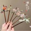 Elegante Bambus-Haarnadel Handgemachter Blumen-Haarstab Für Frauen Mädchen Vintage Chinesischer Stil Hanfu Haaraccessoires Florale Haarspange