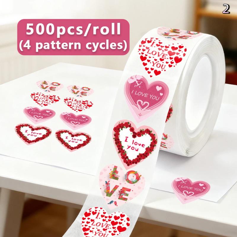[Y]120/500Pcs Valentine's Day Heart Stickers Sealing Sticker Happy Wedding Envelope Stickers Holiday Party Gift Decor Stickers