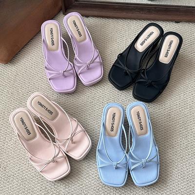 Casual Wedge Heel Slippers Flat-bottomed Thick-soled Sandals Women's Shoes Fashionable and Versatile