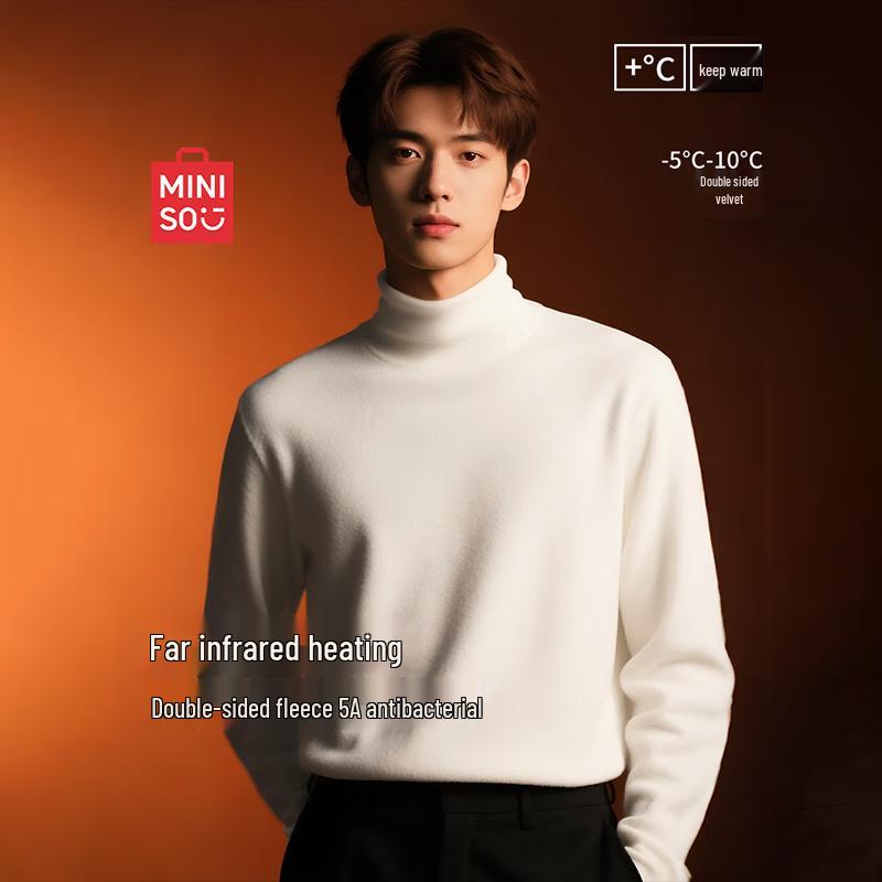 MINISO Men s Thermal Mock Neck Long Sleeve T-Shirt L