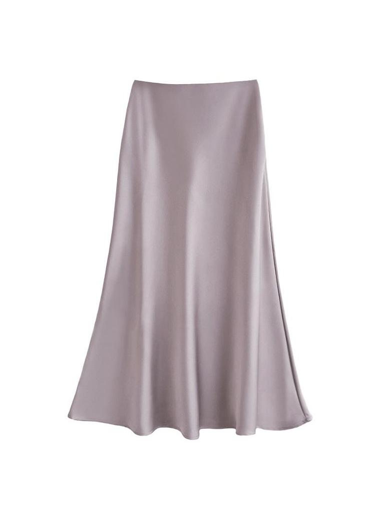 French Chic High-Waist Satin Midi Fishtail Skirt for Spring/Summer