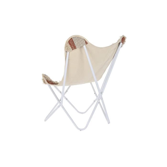Chaise de jardin - Orange - Coton blanc - Fer