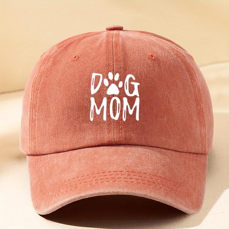 Classic washed retro dog mom printed baseball cap, outdoor casual sports sun hat, adjustable soft top duckbill cap