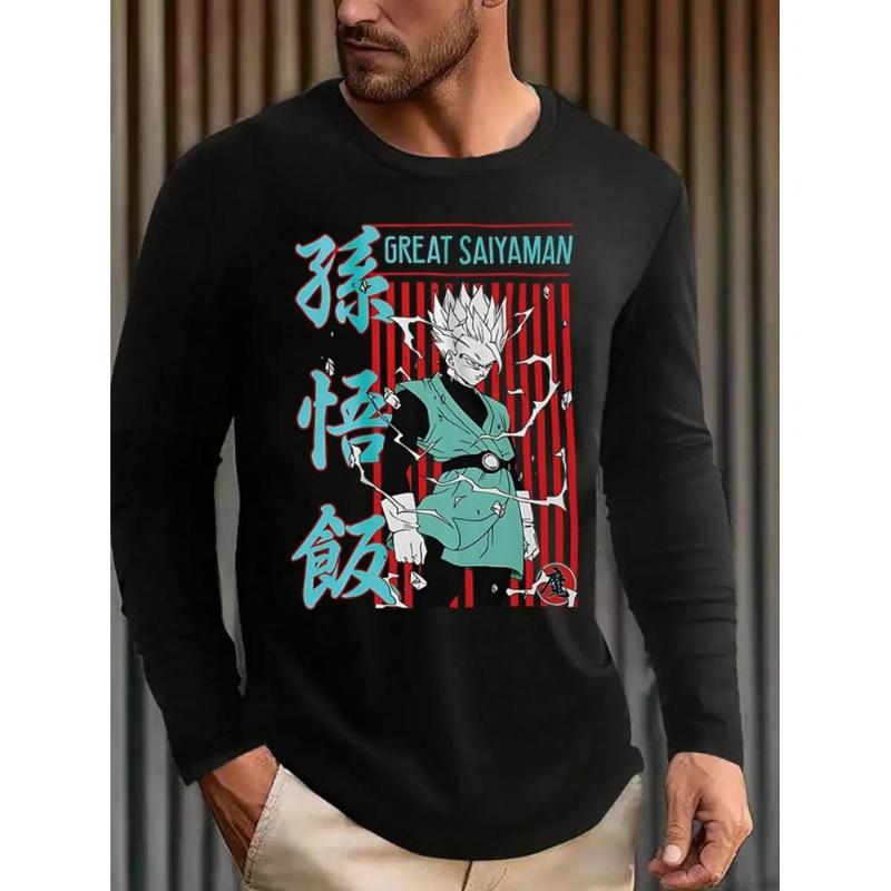 

Dragon Balls Men s Long Sleeve T-Shirt, Soft Polyester, Solid Color, Slim Fit, Casual Daily & Office Wear XXL чёрный