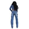 European & American Women's Casual Washed Denim Set