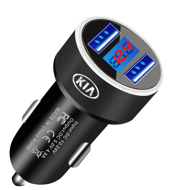 2 USB Ports Fast Charging Digital Display Car Chargers Auto Parts For KIA Sportage Rio 3 Soul Optima Ceed Pro K5 K2 k6 K7 K8 Pride