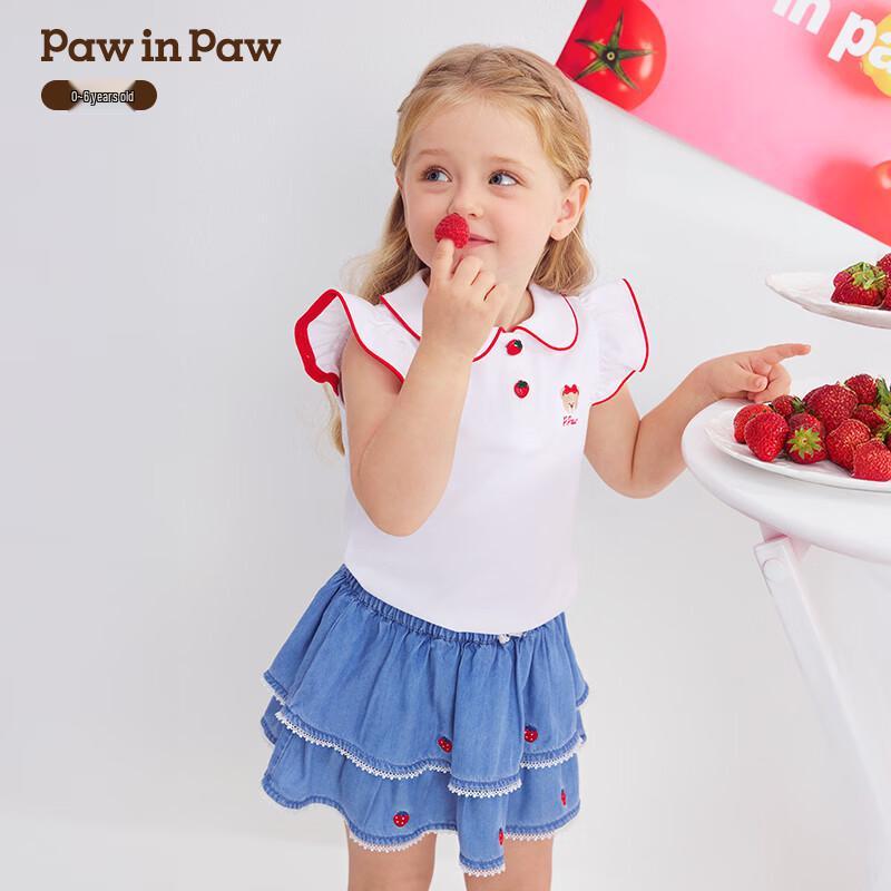 PawinPaw Baby Girls' Cartoon Bear Lapel T-Shirt