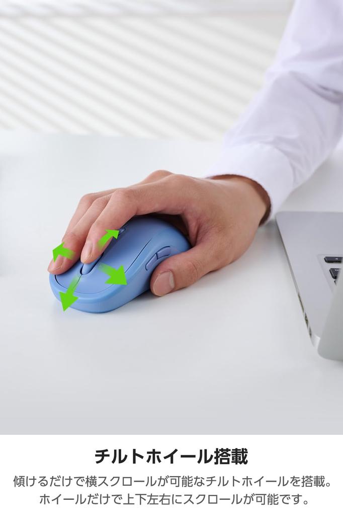 ELECOM OSMOD Seven 7 Wireless Bluetooth to 2 7 Tilt Blue Mouse, Quiet, 2.4GHz, Multi-Pairing (Up Devices), Buttons, Wheel, Large, (M-MY40MBSBU-G)