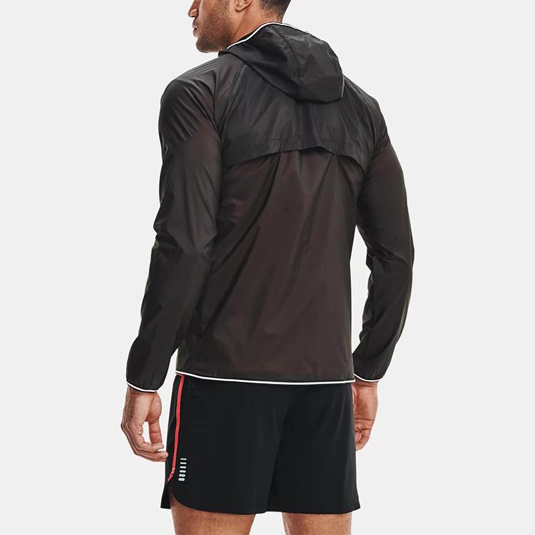 Under Armour Qualifier Running Sports Woven Breathable Hooded Jacket Men Outerwear Black 1326597-010