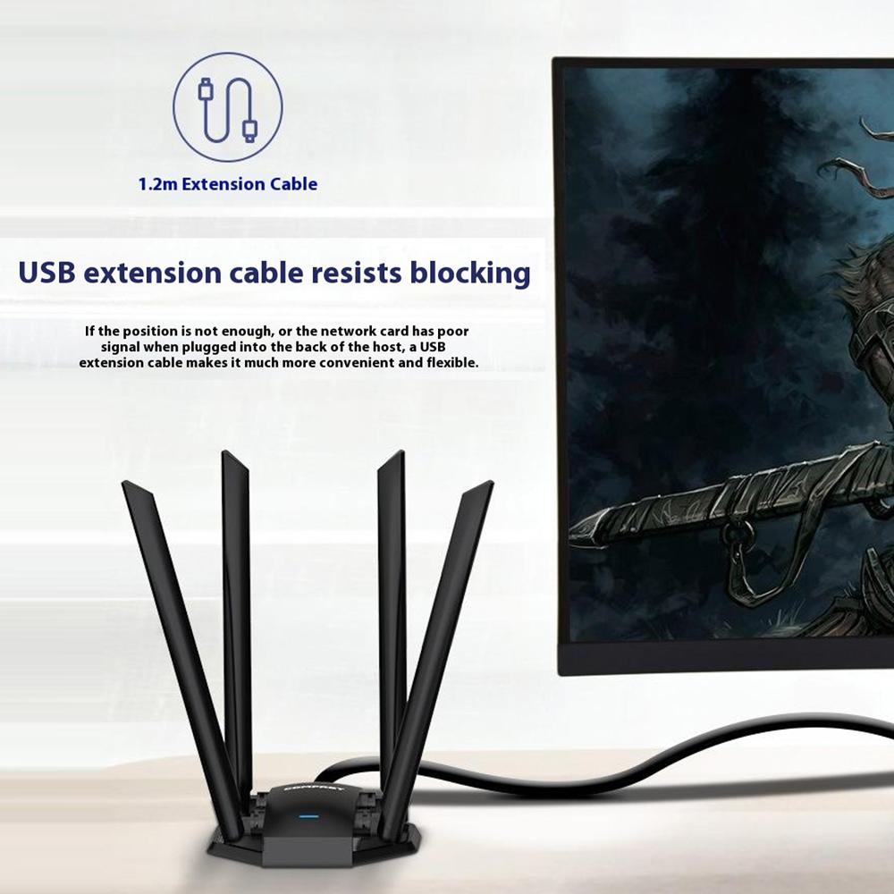 COMFAST CF-WU785AC 1300Mbps Dual Band WiFi Router USB Network Adapter with 4 Antennas