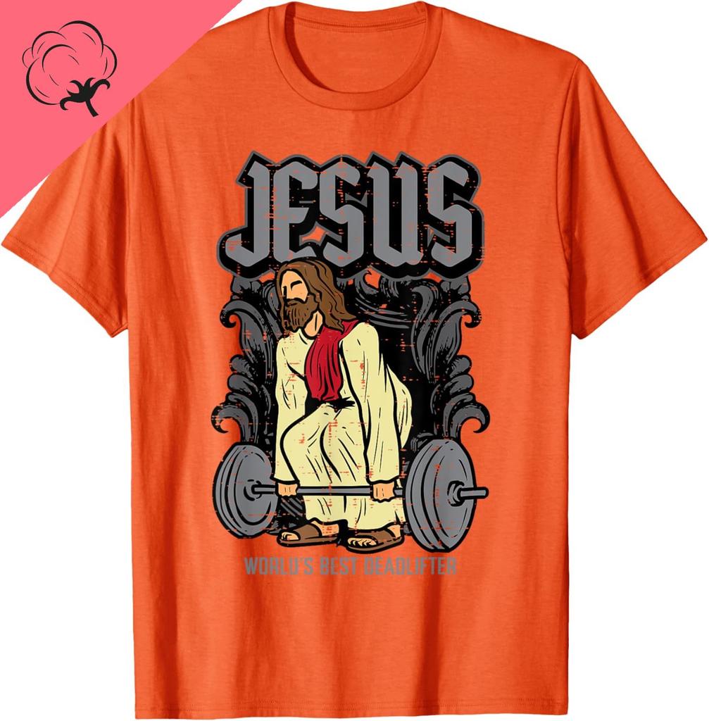 Hot Sale Camisetas Gym Jesus Worlds Best Deadlifter Christian Workout Unisex TShirt Crewneck Vintage Graphic T Shirts
