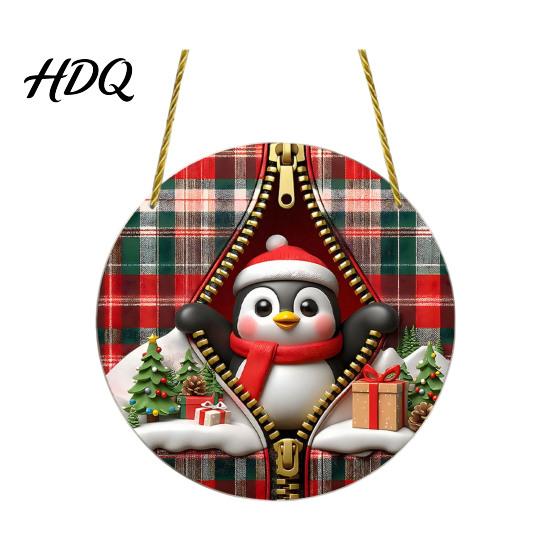Unique Holiday Souvenir Gifts Double-sided Acrylic Christmas Hanging Ornaments Xmas Cartoon Snowman/Penguin/Gingerbread Man/Santa Claus Indoor