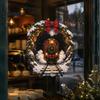 Christmas Glass Decor Vintage Steam Train Static Window Sticker, 3D Broken Wall Effect Festive Film No-Adhesive Decal for Xmas Home Cafe Shop Holiday