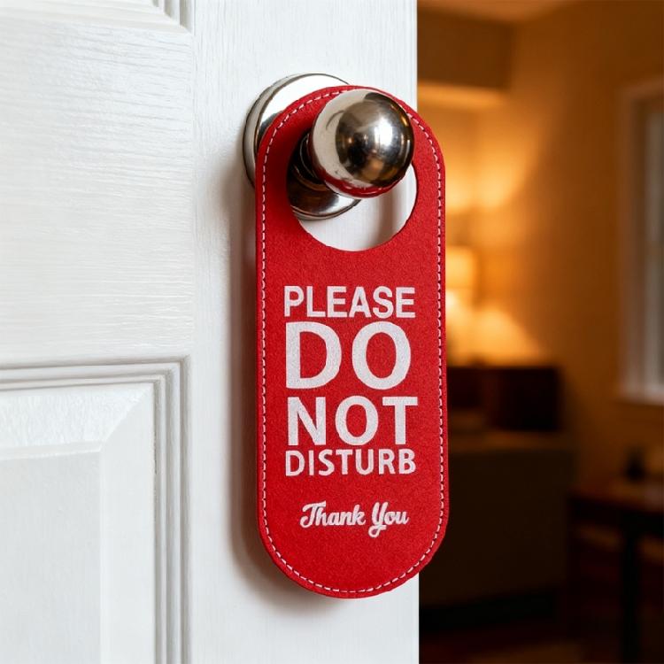 Reuseable PU Leather Double Sided Office Door Sign For Meeting Room Privacy Do Not Disturb Knock Please Hanging Sign