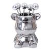Barattolo Porta Posate da Frutta Forma di Animale Carino Portaposate da Forchetta in Ceramica con 6 Forchette da Frutta in Acciaio Inossidabile