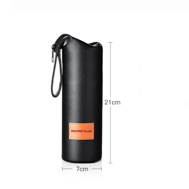1Pc Leather Cup Sleeve Sport Water Bottle Cover Case With Rope Portable Vacuum Glass Cup Sleeve Cup Pouch Camping Accessories