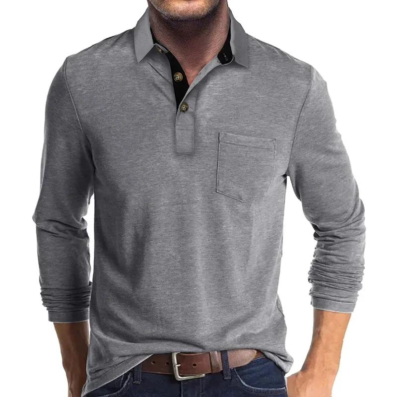 Autumn Men'S Polo Shirt Lapel Pocket T-Shirt Mens Business Casual Long Sleeve Tshirt Tees